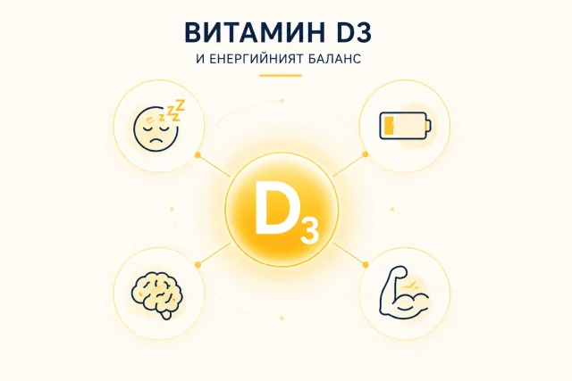 инфографика за връзката между витамин D3, енергията, съня, концентрацията и мускулната функция